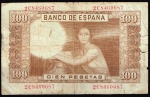 monedas del Mundo : Europa : Espa�a :  Reverso billete de 100 pesetas.