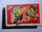 Stamps : Africa : Nigeria :  Fauna: Weavers.
