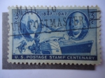 Stamps United States -  George Washington y Benjamin Franklin - Stam Centenary 1847-1947.