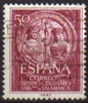 Stamps Spain -  ESPAÑA 1953 1126 Sello º VII Centenario Universidad de Salamanca Los Reyes Católicos Fachada 50c