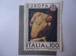 Stamps Italy -  Eureopa C.E.P.T. - La Flagelación de Cristo-Oleo de Caravaggio (1571-1610)
