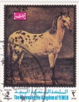 Sellos de Asia - Yemen -  pintura de un caballo