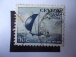Sellos de Asia - Sri Lanka -  Ceylon - Canoa de pesca con Estabilizadores - Postage and Revenue