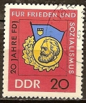 Stamps Germany -  20 años de la juventud libre alemana (FDJ) por la paz y el socialismo-DDR.