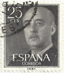 Stamps Spain -  SERIE BÁSICA FRANCO. VALOR FACIAL 25 Cts. EDIFIL 1146.