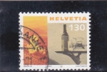 Stamps Switzerland -  iglesia y copa de vino