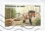 Stamps : Europe : France :  Tirando troncos