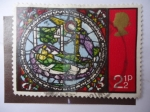 Stamps United Kingdom -  San Gabriel Arcangel y los tres Reyes Magos. Vitral.