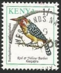 Sellos de Africa - Kenya -  Red & Yellow Barbet (585)