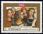 Sellos de Asia - Yemen -  Virgins from the wake of Mary; by Raphael