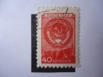 Stamps : Europe : Russia :  Escudo de Armas y Bandera del Estado de la URSS. Dia de la Constitución de la URSSR