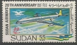 Stamps : Africa : Sudan :  20th  ANIVERSARIO  DE  LA  LÌNEA  AÈREA  DE  SUDAN.  DE  HAVLLAND  COMET  4C.
