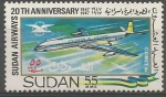 Sellos del Mundo : Africa : Sudn : 20th  ANIVERSARIO  DE  LA  LÌNEA  AÈREA  DE  SUDAN.  DE  HAVLLAND  COMET  4C.