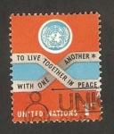 Stamps ONU -  100 - emblema de naciones unidas y slogan