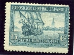 Stamps Spain -  Pro exposiciones de Sevilla y Barcelona. Galeon y vista de Sevilla