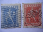 Stamps Greece -  Hermes cargando en su brazo al niño Arcas.