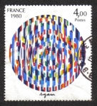 Stamps : Europe : France :  Yaacov Agam " Mensaje de la Paz"