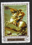 Stamps Rwanda -  200 cumpleaños de Napoleón,Napoleón en el Gran San Bernardo por Jacques Louis David 