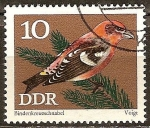 Stamps Germany -  Conservación,pájaros cantores,piquituerto Dos-barrado(DDR).