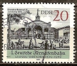 Stamps Germany -  Ferroviaria remoto alemán, Leipzig-Dresden 1839-1989(DDR).