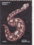 Sellos de Africa - Tanzania -  serpiente ritis gabonica