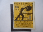 Stamps Venezuela -  O.E.A 1966 - II Conferencia Interamericana de Ministros del Trabajo.