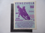 Sellos de America - Venezuela -  O.E.A 1966 - II Conferencia Interamericana de Ministros del Trabajo.