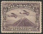 Sellos de America - Nicaragua -  Aviones sobre volcán Momotombo 