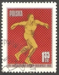 Stamps : Europe : Poland :  Campeonato Europeo de atletismo, lanzamiento de disco