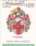 Sellos de America - Colombia -  escudo de TORO-valle del Cauca