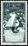 Stamps Spain -  ESPAÑA SEGUDO CENTENARIO NUEVO Nº 1181 ** 80C VERDE TELEGRAFOS