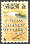 Stamps Oceania - Solomon Islands -  Reptil laticauda colubrina