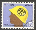 Stamps Japan -   969 - 50 Anivº de la Organización Internacional del Trabajo, trabajador con casco de seguridad