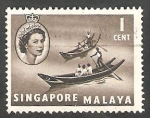 Stamps Singapore -  28 - Elizabeth y barco chino