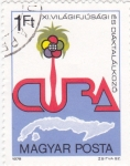 Stamps Hungary -  mapa de Cuba