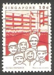 Stamps Singapore -  446 - Defensa, Delante de Edificios