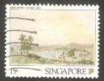 Sellos de Asia - Singapur -  569 - Litografía, Río Singapur 1839
