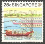 Stamps Singapore -  580 - Barcos, en la fiesta del Dragón