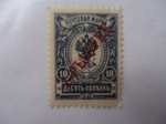 Stamps Russia -  Escudo de Armas de Russia-U.R.S.S 1909-(Sobrestampación)- Serie Cuorat.