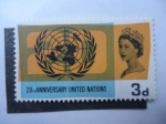 Sellos de Europa - Reino Unido -  20 Aniversareio de las Naciones Unidas. (Yv/417)