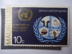 Stamps : America : ONU :  Naciones Unidas-Bodas de Plata 1945-1970 - La Paz y el Progreso.