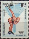 Stamps Cambodia -  CAMBOYA 1984 Scott 462 Sello Juegos Olimpicos Invierno Patinaje Velocidad Matasello de favor Preobli
