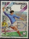 Stamps : Asia : Cambodia :  CAMBOYA 1985 Michel 633 Sello Deportes Futbol México86 Usado Yvert523