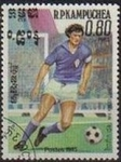 Stamps : Asia : Cambodia :  CAMBOYA 1985 Michel 634 Sello Deportes Futbol México86 Usado Yvert524