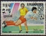 Stamps : Asia : Cambodia :  CAMBOYA 1985 Michel 636 Sello Deportes Futbol México86 Usado Yvert526