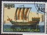 Stamps : Asia : Cambodia :  CAMBOYA 1986 Michel 777 Sello Serie Barcos Antiguos usado YV640