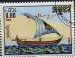 Sellos del Mundo : Asia : Camboya : CAMBOYA 1986 Michel 778 Sello Serie Barcos Antiguos usado YV641