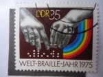 Stamps Germany -  Mundial del Braile 1975. DDR.