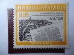 Stamps Venezuela -  150º Aniversario de la Aparición del Primer Periodico Impreso en Venezuel 1808-1958 - Gazeta de Cara