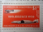 Stamps Colombia -  Ministerio de Comunicaciones - 40 Años de Servicio Postal 1919-1959. Línea Aéreoa Avianca Primera en